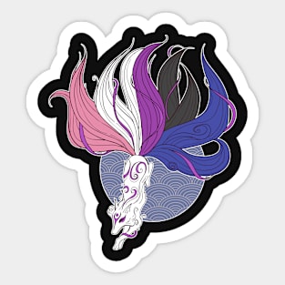 Genderfluid Pride Kitsune Sticker